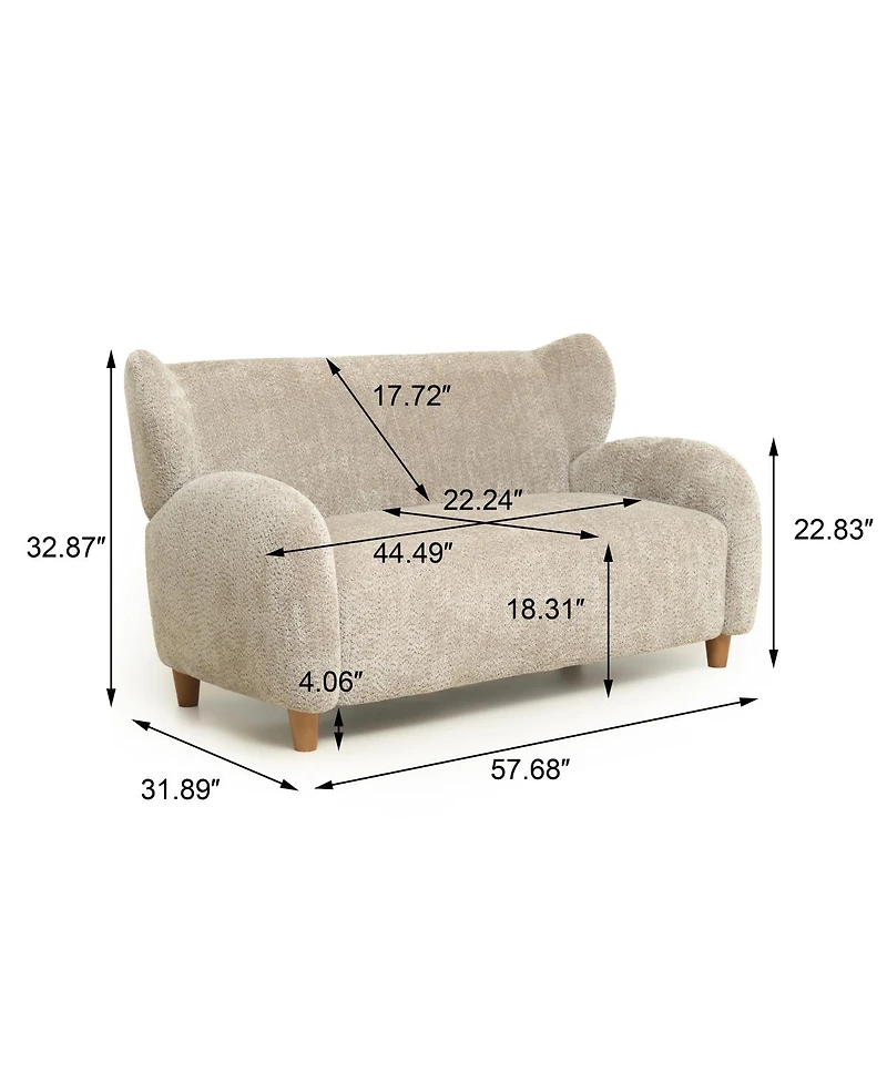 Streamdale Furniture Nordic 58" Chenille Loveseat Sofa Chair with Curved Backrest