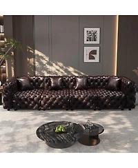 Streamdale Furniture 134.4" Modern Faux Leather Modular 4-Seater Sectional Sofa with Pillows