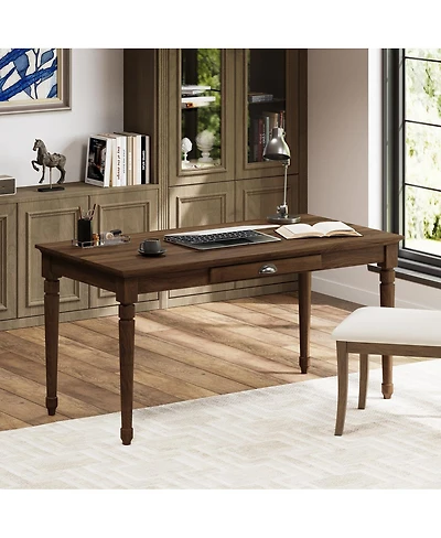 Streamdale Furniture 60" Rustic Farmhouse Writing Desk with Drawer, Chestnut