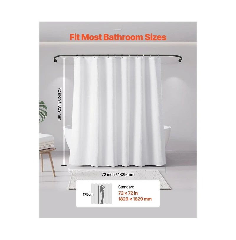 Slickblue Machine Washable Shower Curtain with Water Repellent Fabric