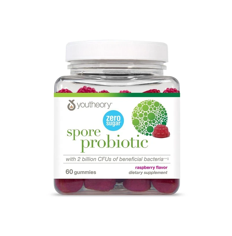 Youtheory Spore Probiotic Gut and Digestive Support Contains Bacillus Coagulans Dairy, Soy, and Gluten Free 60 Gummies
