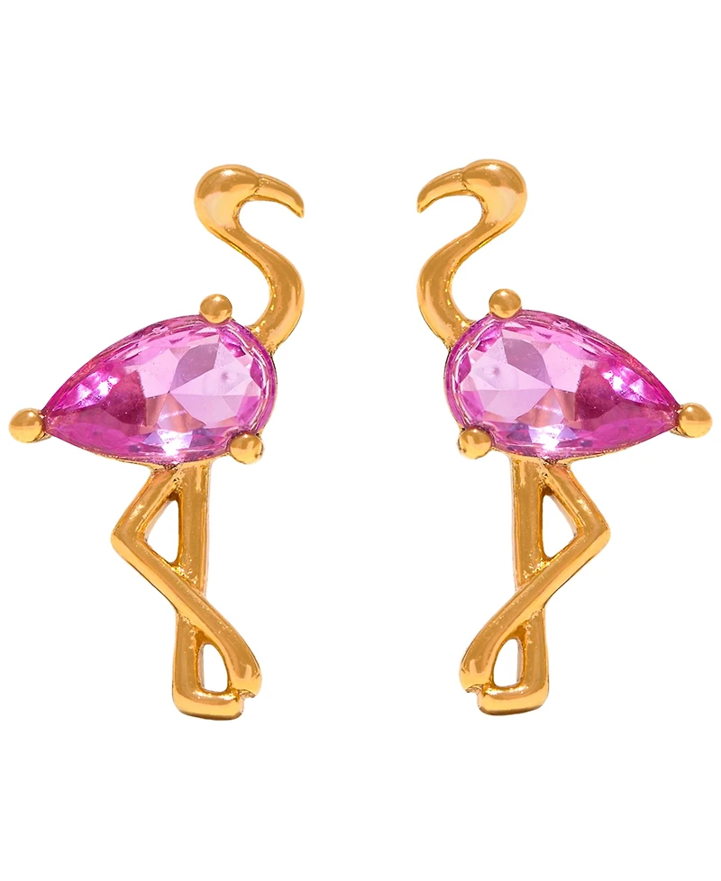 Girls Crew Crystal Flamingo Stud Earrings