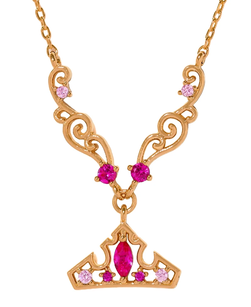 Girls Crew Crystal Disney Princess Sleeping Beauty Aurora Crown Necklace