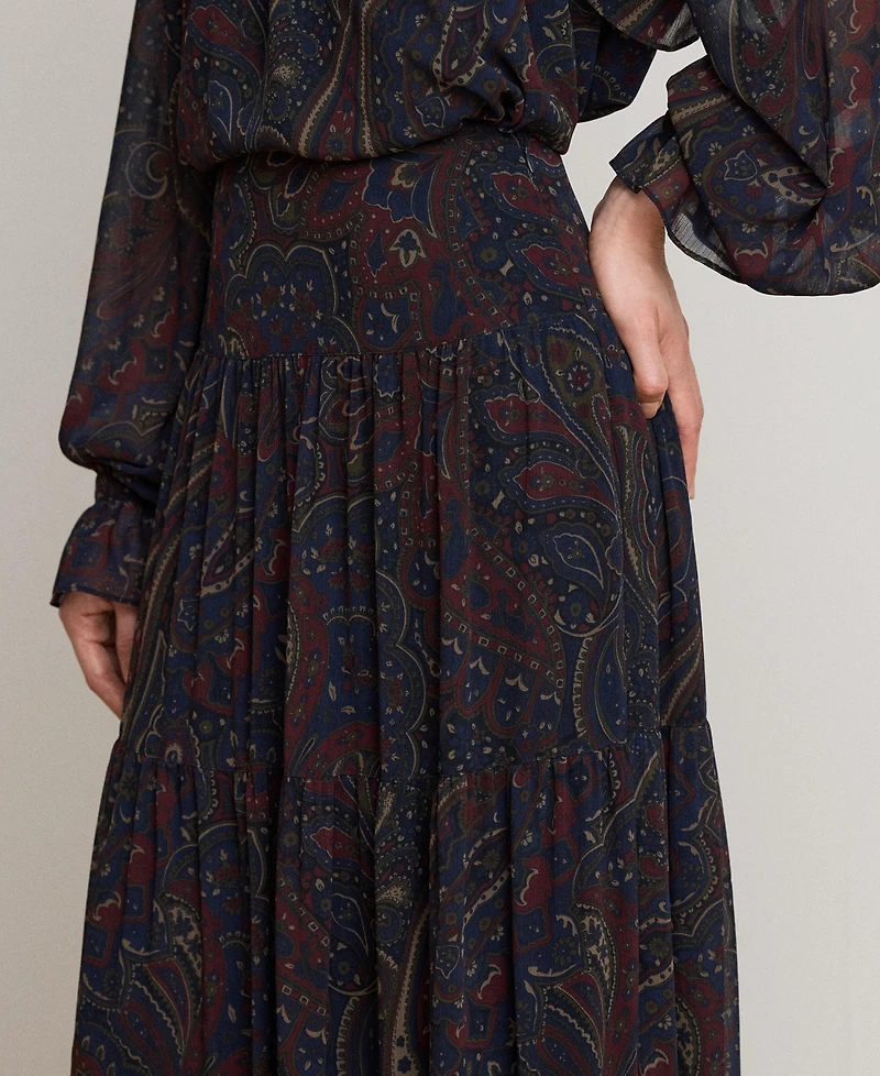 Lauren Ralph Women's High-Waisted Paisley Maxi Skirt