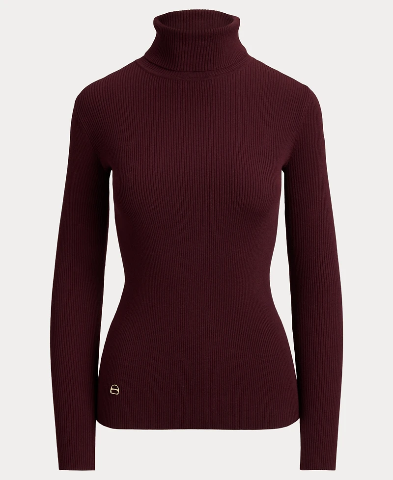 Lauren Ralph Petite Ribbed Slim-Fit Cotton-Blend Turtleneck Sweater
