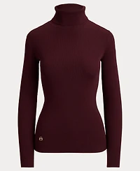 Lauren Ralph Petite Ribbed Slim-Fit Cotton-Blend Turtleneck Sweater