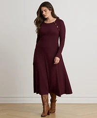Lauren Ralph Women's Rib-Knit Midi Crewneck Dress