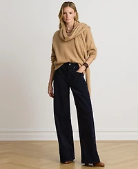 Lauren Ralph Women's Lofty Mohair Blend-Long Detachable Scarf V-Neck Sweater