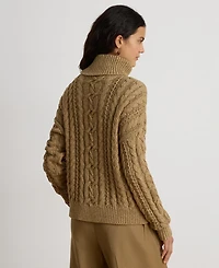 Lauren Ralph Lauren Women's Marled Cable-Knit Long-Sleeve Turtleneck Sweater
