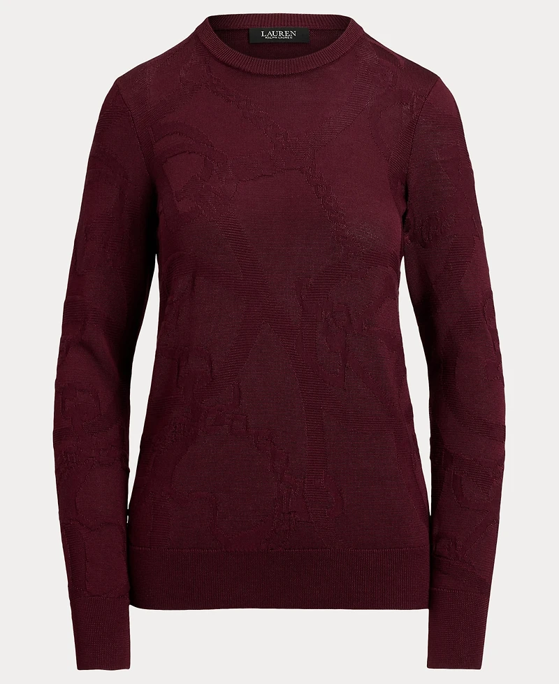 Lauren Ralph Women's Belting-Motif Slim-Fit Cotton-Blend Sweater