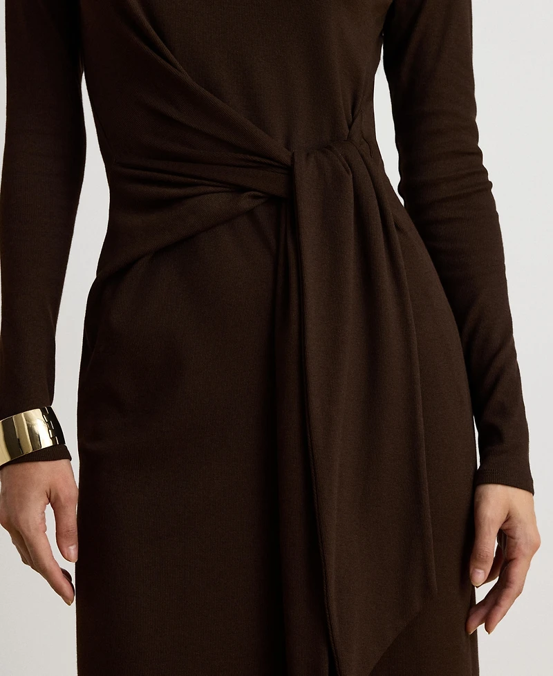 Lauren Ralph Lauren Women's Tie-Front Turtle Neck Dress