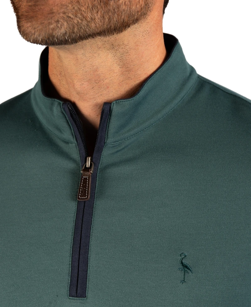 TailorByrd Men's Modal Quarter Zip with Contrast Tipping