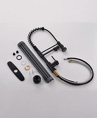 Thirtypeachy Single Handle Pull-Down Kitchen Faucet with Drinking Water Tap, 4-Mode Sprayer and Roll-Up Drying Rack