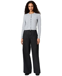 French Connection Women's Dakota Cropped Pointelle Cardigan Sweater