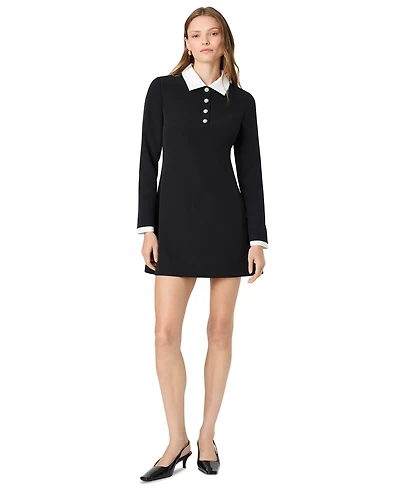 French Connection Women's Echo Crepe Half Placket Long-Sleeve Mini Dress