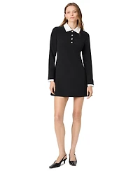 French Connection Women's Echo Crepe Half Placket Long-Sleeve Mini Dress