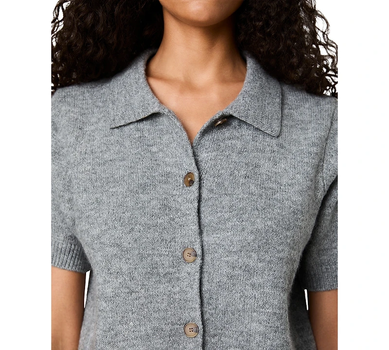 French Connection Women's Suzie Short-Sleeve Collared Button-Up Top