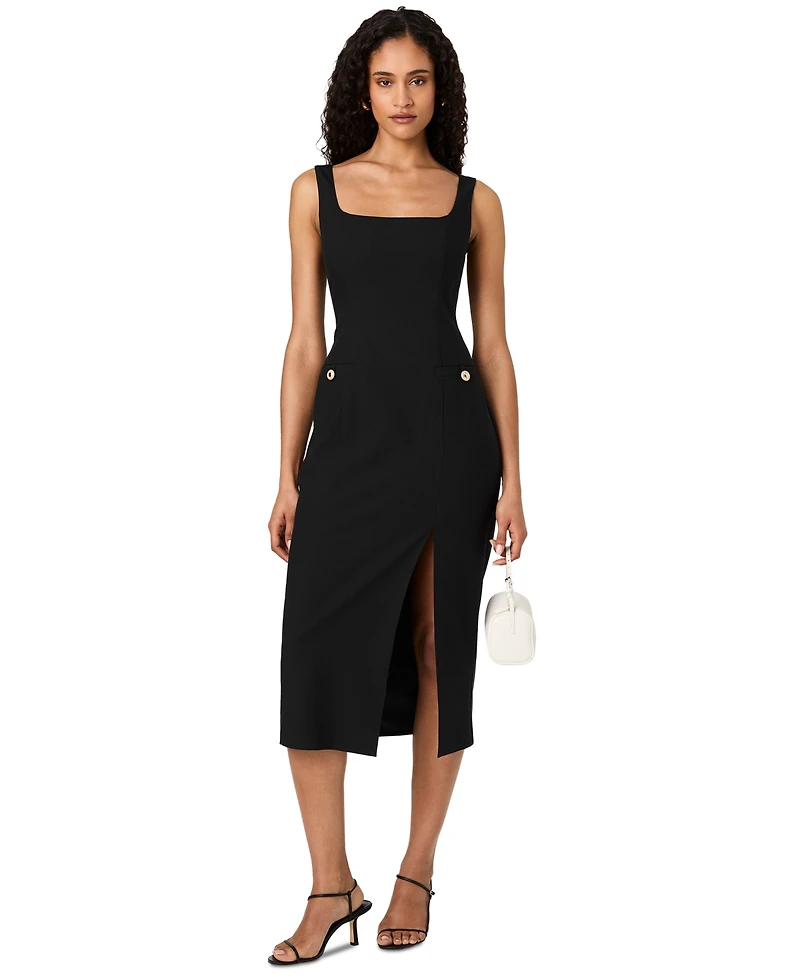 French Connection Women's Kai Midi Sheath Front Slit Dress