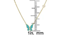 Lily Nily Girls Enamel Butterfly and Cubic Zirconia Bezel Station Necklace in 14K