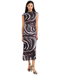 Donna Morgan Women's Ruched-Waist Cap-Sleeve Maxi Dress