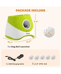 PawHut Automatic Dog Ball Launcher, Dog Ball Thrower with 5 2.3" Etpu Balls