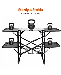 Mountaintop Folding Camping Kitchen Table, Portable Cooking Station with Heat Resistant Top