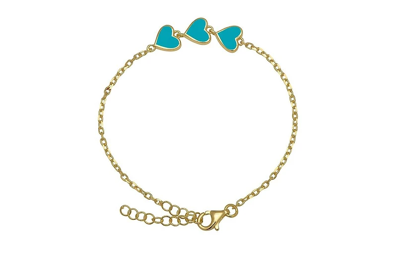 Lily Nily Enamel Multi Hearts Chain Link Bracelet in 14K