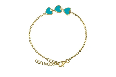 Lily Nily Enamel Multi Hearts Chain Link Bracelet in 14K