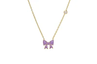 Lily Nily Enamel Bow and Cubic Zirconia Bezel Station Necklace in 14k