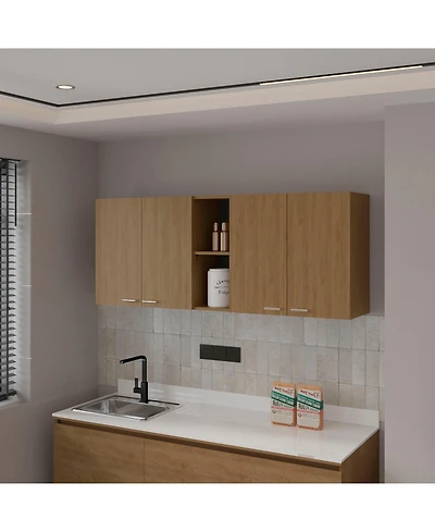 Fm Furniture MIlano Wall-Mounted Kitchen Storage Cabinet with Open Shelving