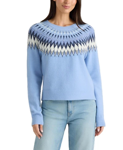 Ellen Tracy Women's Fair Isle Sweater with Rhinestone Embellishments