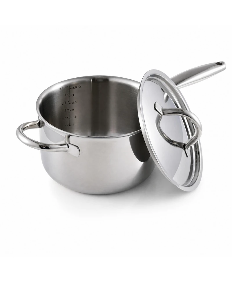 Megacasa 1.6 Quart Triple-Ply Stainless Steel Saucepan with Lid