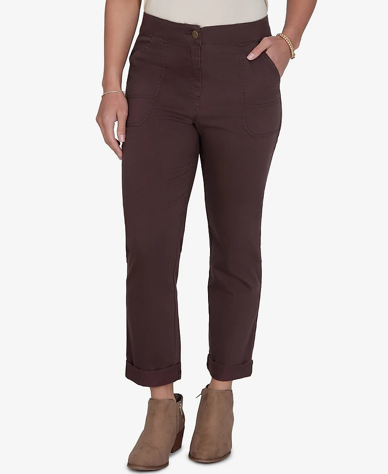 Ruby Rd. Petite Enzyme Wash Straight-Leg Cropped Pants