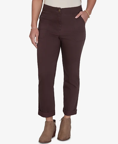 Ruby Rd. Petite Enzyme Wash Straight-Leg Cropped Pants