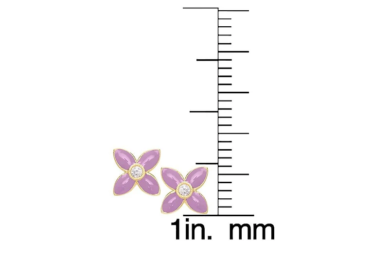 Lily Nily Cubic Zirconia Flower Stud Earrings in 14K