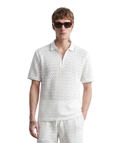 Twisted Tailor Men's Oscar Tipped Crochet Cotton Polo Shirt