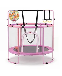 Sugift 55" Kids Trampoline with Basketball Hoop & Adjustable Gymnastics Bar, Ages 3+