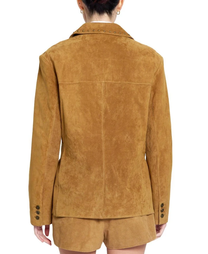 Central Park West Women's Odessa Studded-Leather Boyfriend Blazer