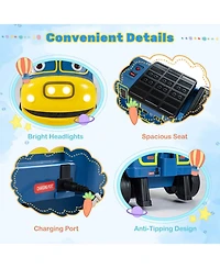Hongge 12V 2-Seater Kids Ride-On Train with Height-Adjustable Seat Music and Led