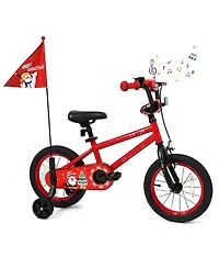 Hongge 14-Inch Kids Bike with Training Wheels Festive Music and Safety Flag Ages 3-5