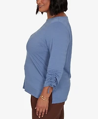 Ruby Rd. Plus Ottoman Boat Neck 3/4-Sleeve Top