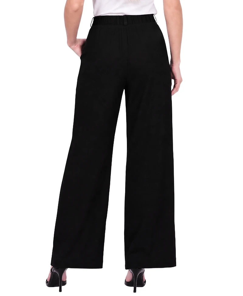 Ny Collection Petite Pleated Wide-Leg High-Rise Pants