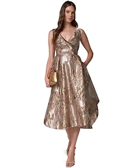 Donna Karan New York Women's Sleeveless Metallic Jacquard Fit-and-Flare Dress