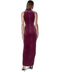 Donna Karan New York Women's Sleeveless Velvet Faux-Wrap Maxi Dress
