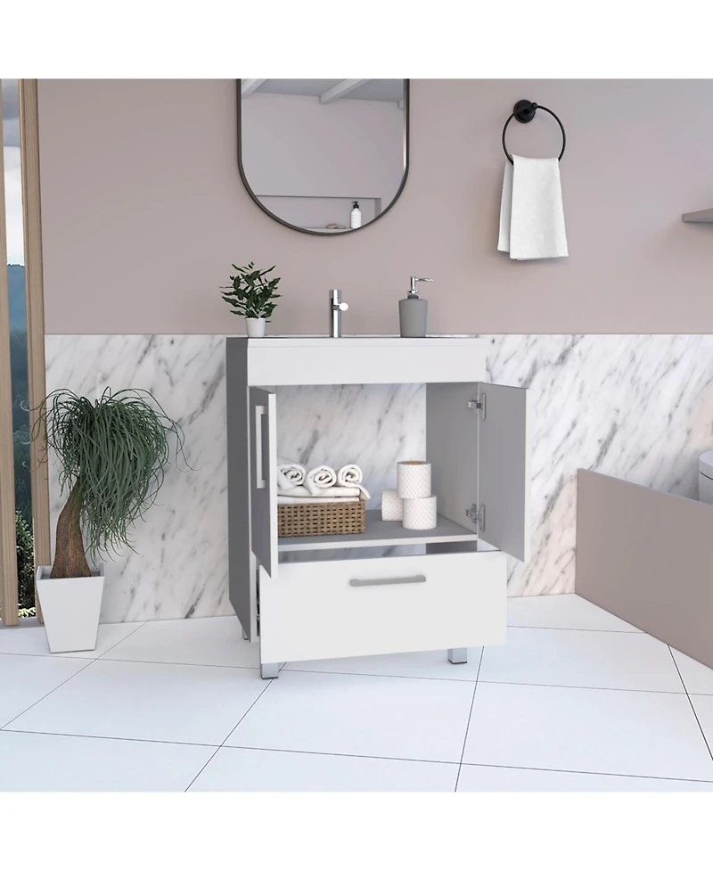 Tuhome Velloc 24"" Bathroom Vanity White White Mdf
