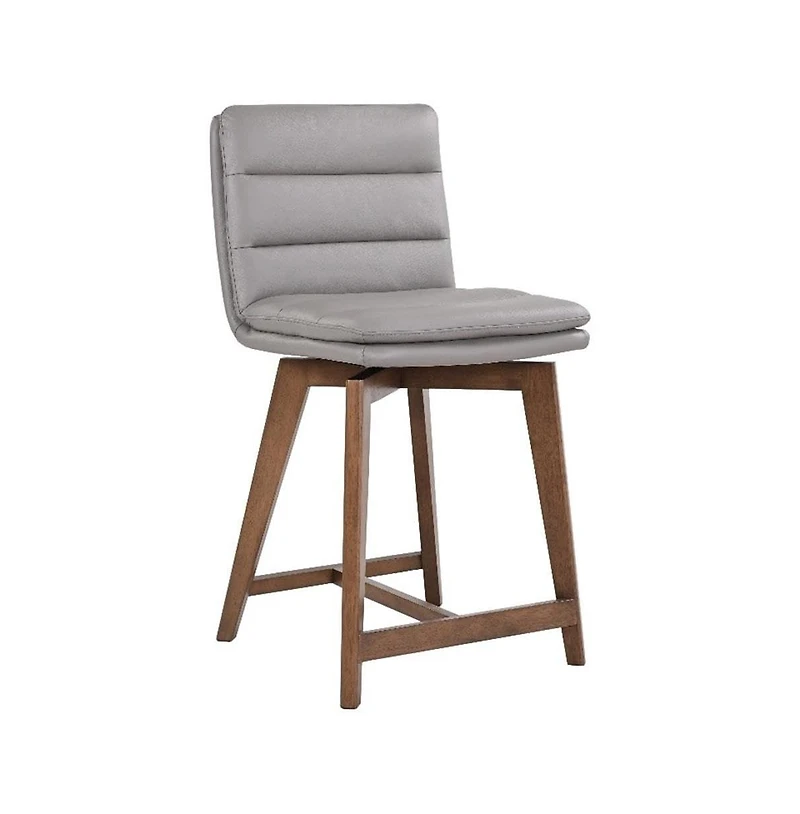 Porter Designs Castor Genuine Leather Counter Chair, Gray