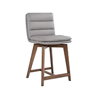 Porter Designs Castor Genuine Leather Counter Chair, Gray