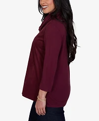 Ruby Rd. Plus 3/4-Sleeve Cowl Neck Top