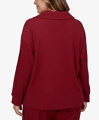 Ruby Rd. Plus Collared Long-Sleeve Ribbed Top