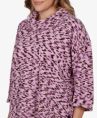 Ruby Rd. Plus Cowl Neck 3/4-Sleeve Spacedye Knit Top
